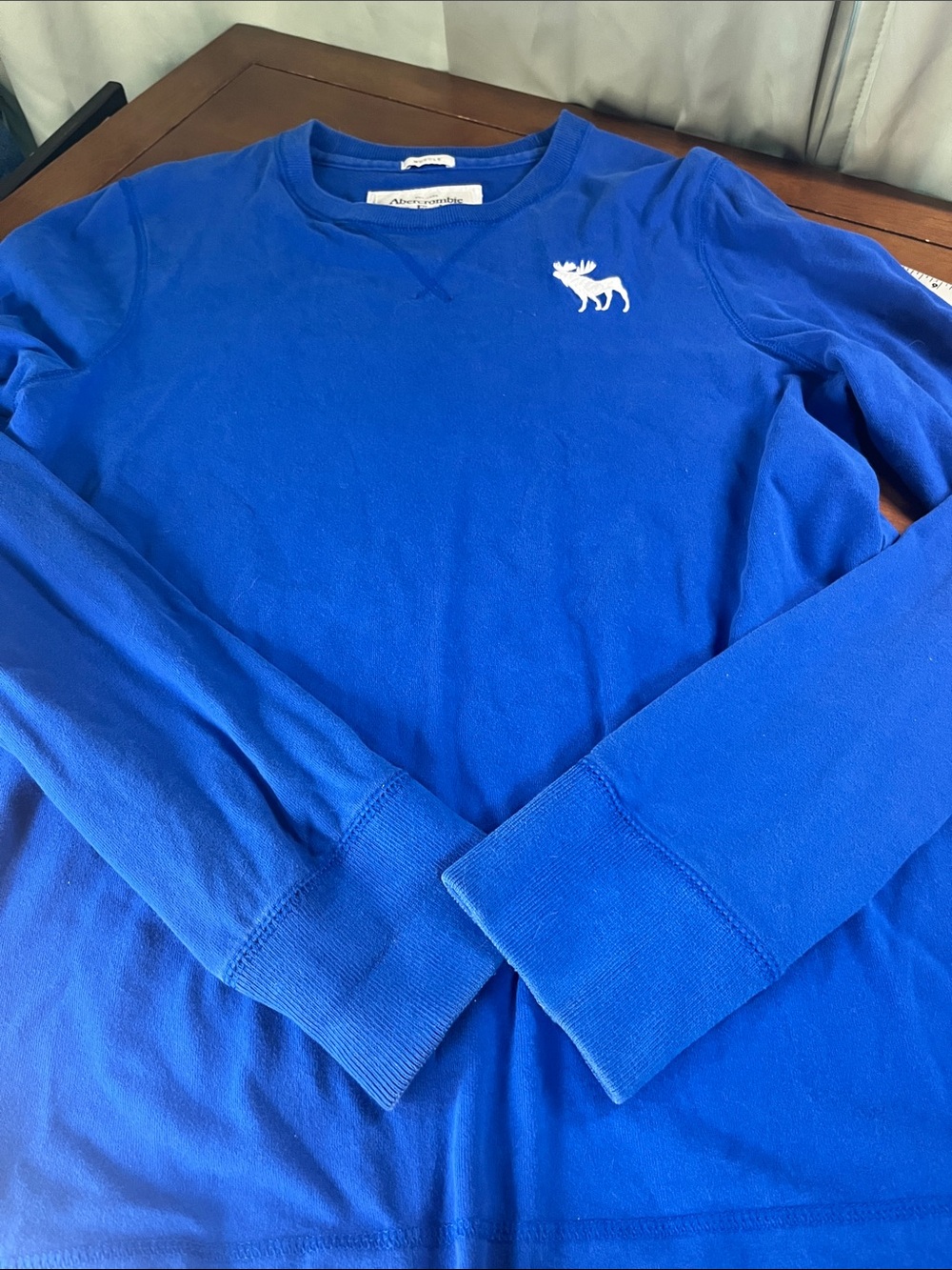 Abercrombie & Fitch Cobalt Blue Moose Logo Crew long sleeve tee XL
